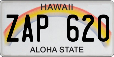 HI license plate ZAP620