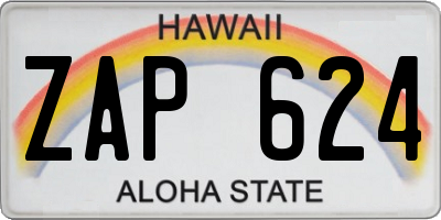 HI license plate ZAP624