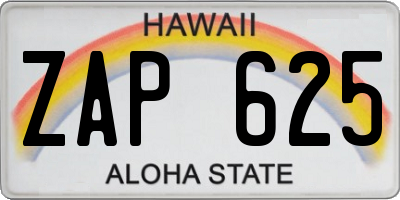 HI license plate ZAP625