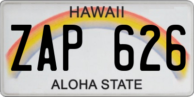 HI license plate ZAP626