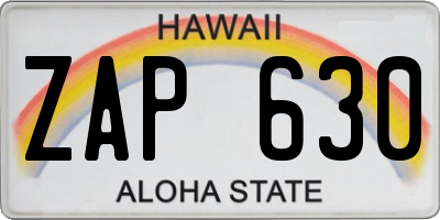 HI license plate ZAP630