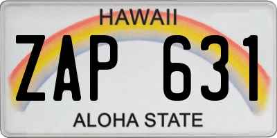 HI license plate ZAP631