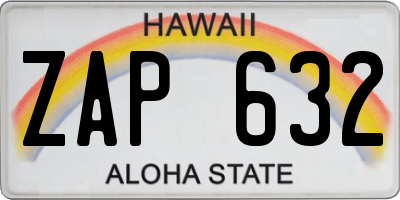 HI license plate ZAP632