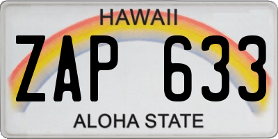 HI license plate ZAP633
