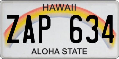 HI license plate ZAP634