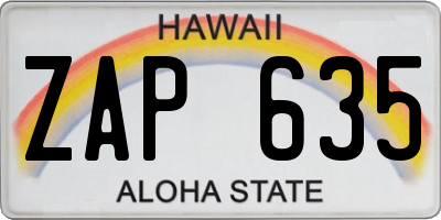 HI license plate ZAP635