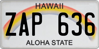 HI license plate ZAP636