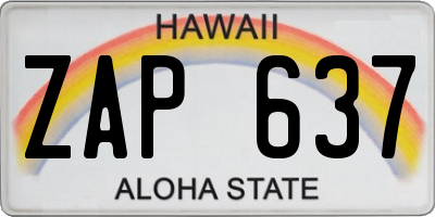 HI license plate ZAP637