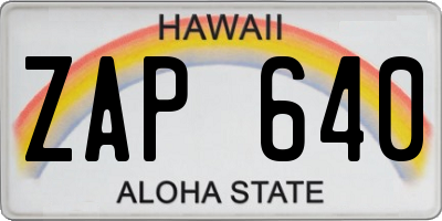HI license plate ZAP640