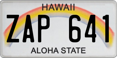 HI license plate ZAP641