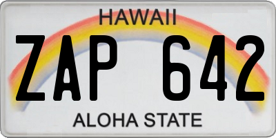 HI license plate ZAP642