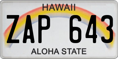 HI license plate ZAP643