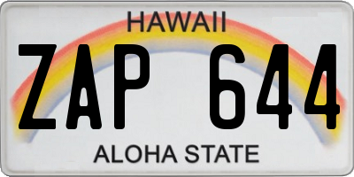 HI license plate ZAP644