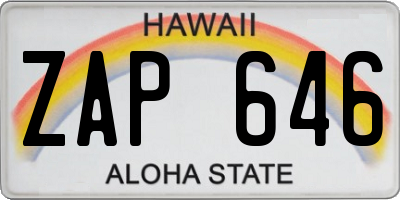 HI license plate ZAP646