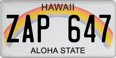 HI license plate ZAP647