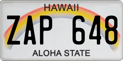 HI license plate ZAP648