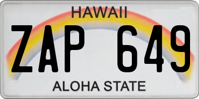 HI license plate ZAP649