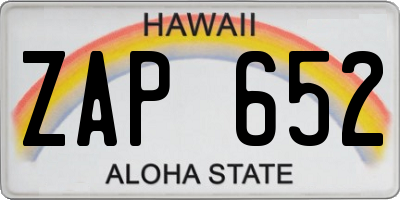 HI license plate ZAP652