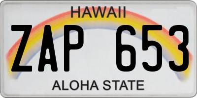 HI license plate ZAP653