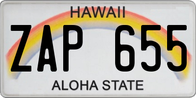 HI license plate ZAP655