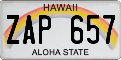 HI license plate ZAP657