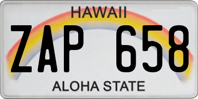 HI license plate ZAP658
