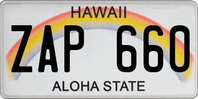 HI license plate ZAP660