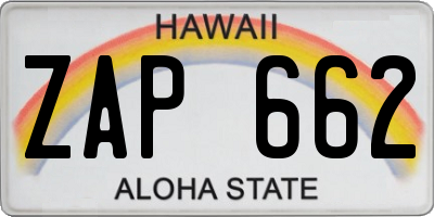 HI license plate ZAP662