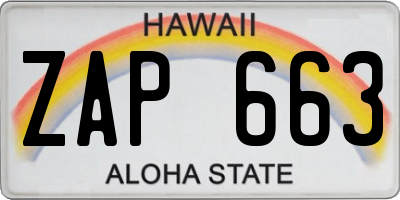 HI license plate ZAP663