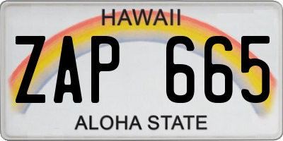 HI license plate ZAP665