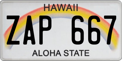 HI license plate ZAP667