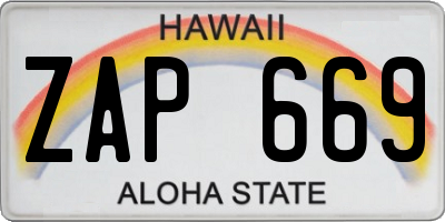 HI license plate ZAP669