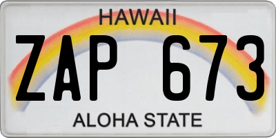 HI license plate ZAP673