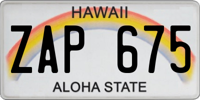 HI license plate ZAP675