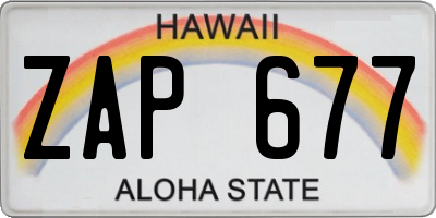 HI license plate ZAP677