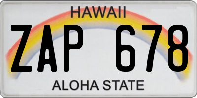 HI license plate ZAP678