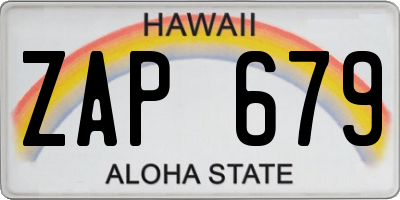 HI license plate ZAP679