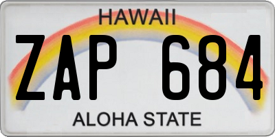HI license plate ZAP684