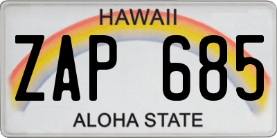 HI license plate ZAP685