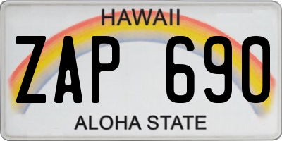 HI license plate ZAP690