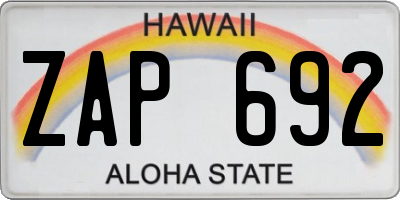 HI license plate ZAP692