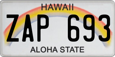 HI license plate ZAP693