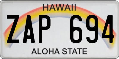 HI license plate ZAP694