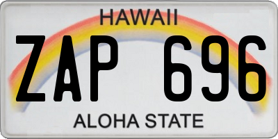 HI license plate ZAP696