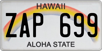 HI license plate ZAP699