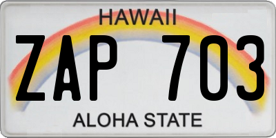 HI license plate ZAP703