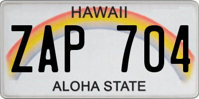 HI license plate ZAP704