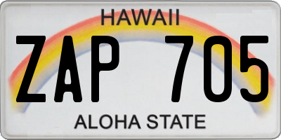 HI license plate ZAP705