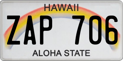 HI license plate ZAP706
