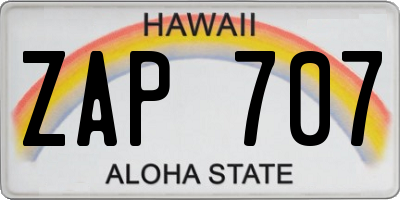 HI license plate ZAP707
